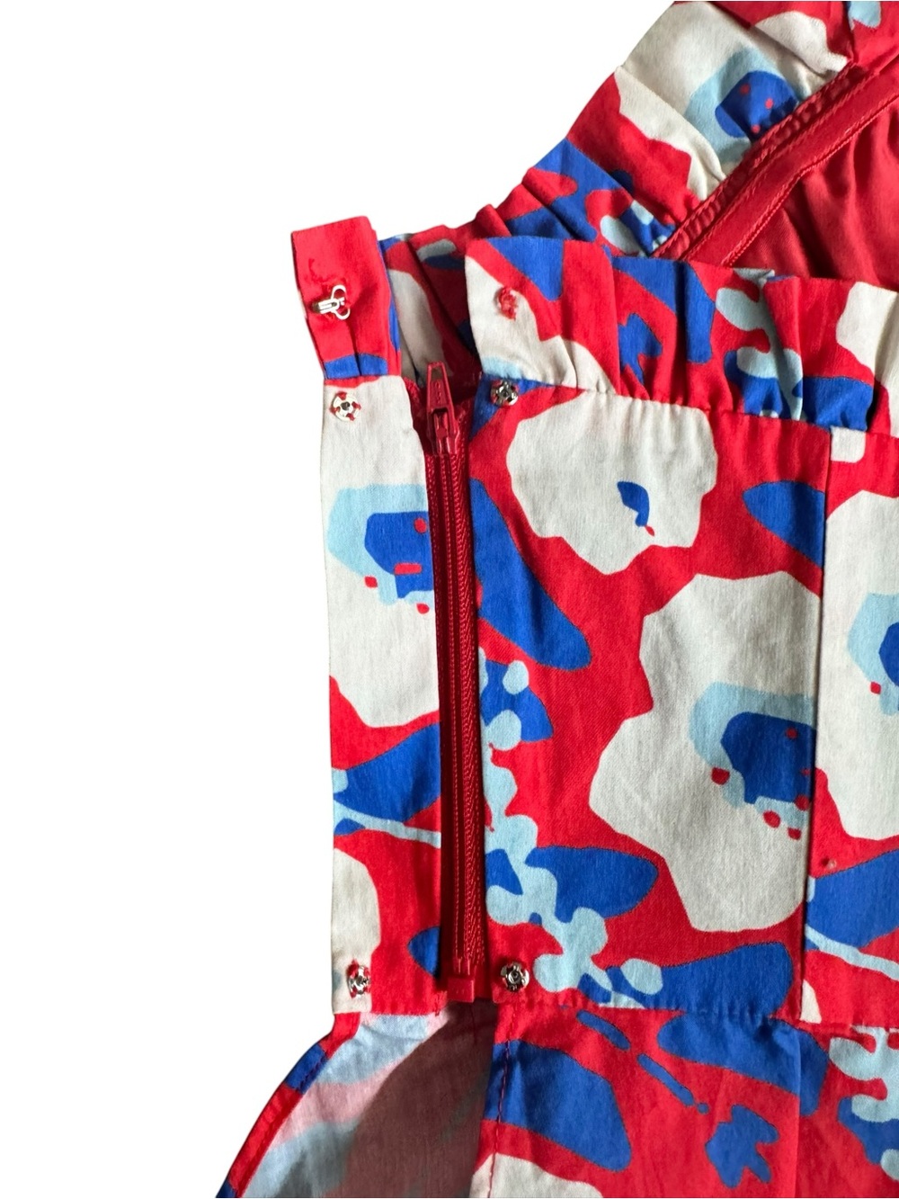 NWT Anthropologie Hutch Red Blue White Floral Strapless Ruffle Top - Picture 4 of 9